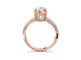 Rose gold Oval Cut Solitaire Split Shank Pave Diamond Engagement Ring with Four-Prong Setting_12