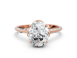 Rose gold Oval Cut Solitaire Split Shank Pave Diamond Engagement Ring with Four-Prong Setting_33