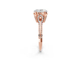 Rose gold Oval Cut Solitaire Split Shank Pave Diamond Engagement Ring with Four-Prong Setting_35