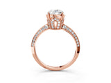 Rose gold Oval Cut Solitaire Split Shank Pave Diamond Engagement Ring with Four-Prong Setting_36