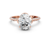 Rose gold Oval Cut Solitaire Split Shank Pave Diamond Engagement Ring with Four-Prong Setting_9