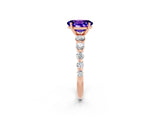 Rose gold Oval Cut Solitaire Tanzanite Ring with Pave Band and Four-Prong Setting_2