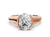 Rose gold Oval Cut Solitaire Tension Set Diamond Ring with Split Shank Band_15