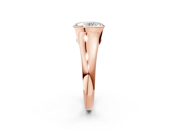 Rose Gold Oval Tension Style Solitaire Engagement Ring Setting with Wide Sculpted Band