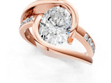 Rose gold Oval Cut Solitaire Tension-Set Diamond Split Shank Ring_16
