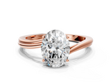 Rose gold Oval Cut Solitaire Twist Band Ring with Four-Prong Setting_32