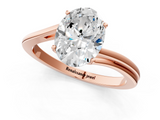 Rose gold Oval Cut Solitaire Twist Band Ring with Four-Prong Setting_33