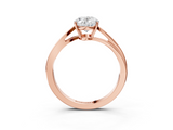 Rose gold Oval Cut Solitaire Twist Band Ring with Four-Prong Setting_35