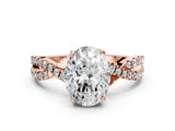 Rose gold Oval Cut Solitaire Twist Pave Diamond Engagement Ring with Prong Setting_15