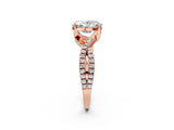 Rose gold Oval Cut Solitaire Twist Pave Diamond Engagement Ring with Prong Setting_17