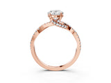 Rose gold Oval Cut Solitaire Twist Pave Diamond Engagement Ring with Prong Setting_18