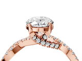 Rose gold Oval Cut Solitaire Twist Pave Diamond Engagement Ring with Prong Setting_19