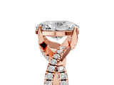 Rose gold Oval Cut Solitaire Twist Pave Diamond Engagement Ring with Prong Setting_20