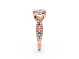 Rose gold Oval Cut Solitaire Twist Pave Diamond Engagement Ring with Prong Setting_29