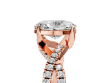 Rose gold Oval Cut Solitaire Twist Pave Diamond Engagement Ring with Prong Setting_32