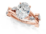 Rose gold Oval Cut Solitaire Twisted Band Marquise Accent Prong Setting Ring_16