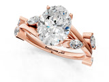 Rose gold Oval Cut Solitaire Twisted Band Marquise Accent Prong Setting Ring_4