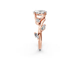 Rose gold Oval Cut Solitaire Twisted Band Marquise Accent Prong Setting Ring_5