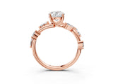 Rose gold Oval Cut Solitaire Twisted Band Marquise Accent Prong Setting Ring_6