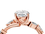 Rose gold Oval Cut Solitaire Twisted Band Marquise Accent Prong Setting Ring_7