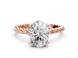 Rose gold Oval Cut Solitaire Twisted Band with Four-Prong Setting_91