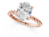 Rose gold Oval Cut Solitaire Twisted Band with Four-Prong Setting_92