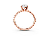 Rose gold Oval Cut Solitaire Twisted Band with Four-Prong Setting_94