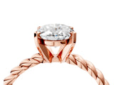 Rose gold Oval Cut Solitaire Twisted Band with Four-Prong Setting_95