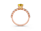 Rose gold Oval Cut Solitaire Yellow Sapphire Ring with Pave Band and Four-Prong Setting_27