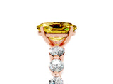 Rose gold Oval Cut Solitaire Yellow Sapphire Ring with Pave Band and Four-Prong Setting_29