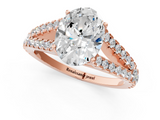 Rose gold Oval Cut Split Shank Pave Diamond Engagement Ring with Four-Prong Setting_29