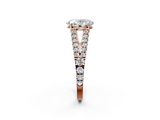 Rose gold Oval Cut Split Shank Pave Diamond Engagement Ring with Four-Prong Setting_30