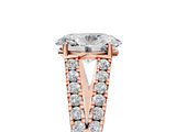 Rose gold Oval Cut Split Shank Pave Diamond Engagement Ring with Four-Prong Setting_33