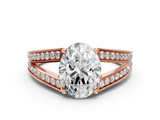 Rose gold Oval Cut Split Shank Pave Diamond Ring with Four-Prong Setting_32