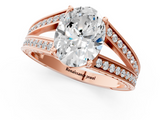 Rose gold Oval Cut Split Shank Pave Diamond Ring with Four-Prong Setting_33