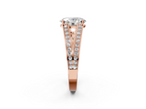 Rose gold Oval Cut Split Shank Pave Diamond Ring with Four-Prong Setting_34