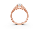 Rose gold Oval Cut Split Shank Pave Diamond Ring with Four-Prong Setting_35