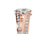 Rose gold Oval Cut Split Shank Pave Diamond Ring with Four-Prong Setting_37