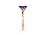 Rose gold Oval Cut Tanzanite Cluster Side Stone Solitaire Ring with Prong Setting_26