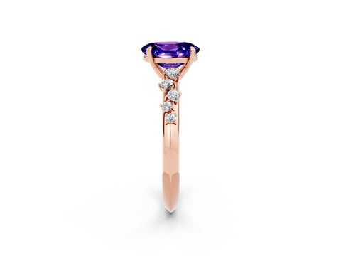 Rose gold Oval Cut Tanzanite Cluster Side Stone Solitaire Ring with Prong Setting_26