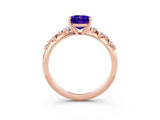 Rose gold Oval Cut Tanzanite Cluster Side Stone Solitaire Ring with Prong Setting_27