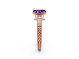 Rose gold Oval Cut Tanzanite Engagement Ring with Milgrain Channel Set Band and Prong Setting_2
