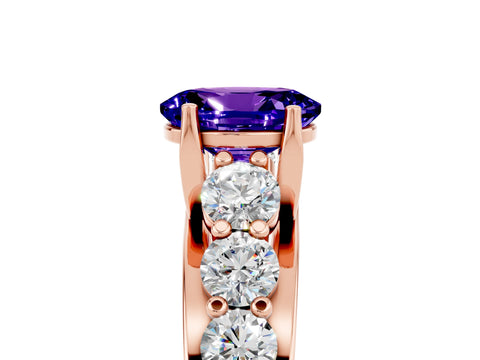 Rose gold Oval Cut Tanzanite Engagement Ring with Pavé Band and Four-Prong Setting_5