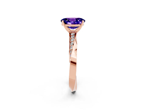 Rose gold Oval Cut Tanzanite Engagement Ring with Side Stone Accents and Four-Prong Setting_29