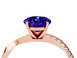 Rose gold Oval Cut Tanzanite Engagement Ring with Side Stone Accents and Four-Prong Setting_31