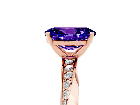 Rose gold Oval Cut Tanzanite Engagement Ring with Side Stone Accents and Four-Prong Setting_32