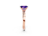 Rose gold Oval Cut Tanzanite Engagement Ring with Side Stone Accents and Four-Prong Setting_62