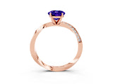 Rose gold Oval Cut Tanzanite Engagement Ring with Side Stone Accents and Four-Prong Setting_63