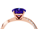 Rose gold Oval Cut Tanzanite Engagement Ring with Side Stone Accents and Four-Prong Setting_64