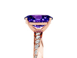 Rose gold Oval Cut Tanzanite Engagement Ring with Side Stone Accents and Four-Prong Setting_65